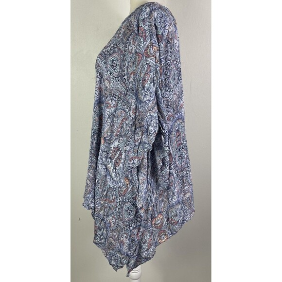 J Jill Tunic Tunic Top Poncho Cover Up Paisley Boho Hippie Lagenlook Artsy M/L - Picture 5 of 11